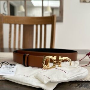 Genuine Salvatore Ferragamo Gancini Reversible Leather Belt - Like New